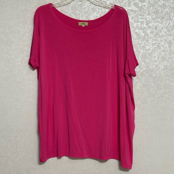 PIKO Green‎ Earth Oversized Hot Pink Dolman Sleeve Top Bamboo T-Shirt Stretch M - Picture 1 of 5